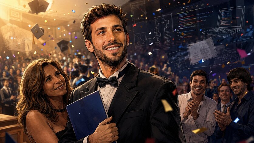 João Vasconcelos celebrating his Computer Engineering graduation