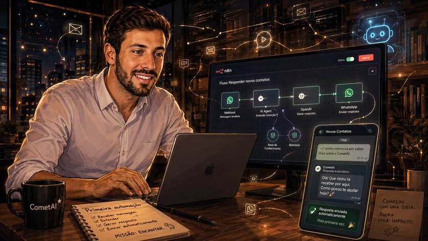 João configuring his first n8n automation